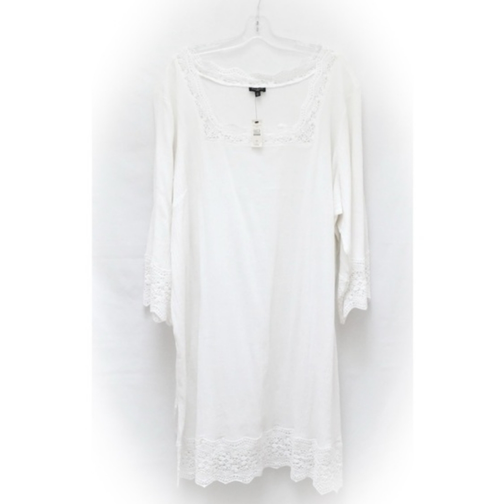 NEW Talbots Shift Dress Swim Coverup plus size 3X white new crochet cotton